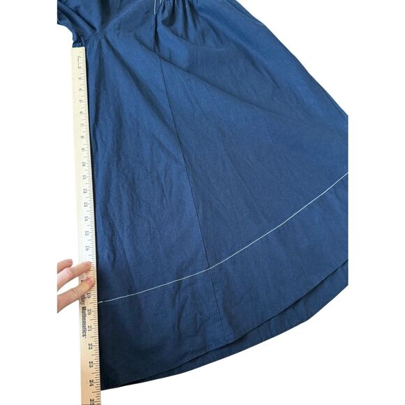 Anthropologie Pants NEW Linen Extended Waist Cropped Wide Leg Navy Blue size 6 - Picture 10 of 14